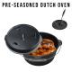 Matt Black Pre Seasoned Cast Iron Camp Oven 2 Quarts Easy Maintain