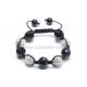 Adjustable Shamballa Bracelet, Black Onyx Faceted Rounds & Crtystal Pave Beads