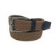 Brown Color  Mens Braided Stretch Belts With Zinc Alloy Metal  Buckle