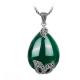 Thai Silver Jewelry Green Agate with Marcasite Pendant Necklace (N12034GREEN)