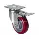Medium Duty 4 150kg Plate Brake TPU Caster 5024-86 with Red Color and 100mm Diameter