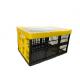Yellow Color Folding Plastic Storage Crate Organizer Stackable For Transportation