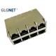 Gigabit Ethernet RJ45 Jack Connector 2x4 Stacked POE+ DIP Mounting With EMI Tabs