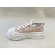 Women pink espadrilles with breathable mesh upper and lacing high top