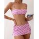 Ruffles Swimming Suits Bikini For Women And Girls Pink Color Backless Thin Straps Sexy The New Style