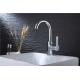 Chrome Plated Industrial Sink Faucet , Ceramic Valve Core Brushed Stainless Kitchen Faucet