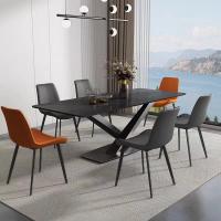 Fusion  X Base Marble Dining Table With Stainless Steel Legs Ceramic