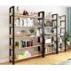 Adjustable Industrial Metal And Wood Book Shelves Display Racks For Library