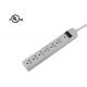 White Electrical Power Strip Multi Socket Extension Cord With Red Working LED Light