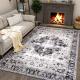 Cushioned Vintage Area Rug for Home Floor Non Slip and Washable Living Room Carpet