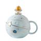 Hot Selling Wholesale 400ml Creative 3D Space ball shape Porcelain ceramic astronaut coffee cup mug with lid and spoon