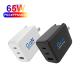 3 Port GaN USB Charger 65W USB C Wall Charger Adapter For MacBook