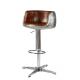 Dark Tan Brown Leather Cup Shape Height Stool With Rotating And Lifting Function