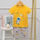 Oem Short Sleeved Capris Summer Cotton Pajamas Sets Yellow Astronaut