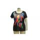Colourful Women'S Half Sleeve T Shirts , Ladies Summer T Shirts Digital Feather Printing
