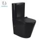Apartments Black Rimless Toilet Wash Down WC Two Piece Commode No Stains