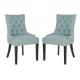 High back wing back and tufted design fabric dining chair with button tufted
