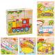 Baby Wooden Block Toys Animal Fruit Early Learning Six Side 3D Cube Jigsaw