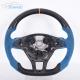 Trichromatic Stripe Blue Alcantara Vw Golf R Steering Wheel Real 3K Carbon Fiber