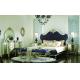 Custom European style palace solid wood carving fabric double bed French style villa bedroom furniture