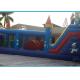 Commercial Smurfs Inflatable Obstacle Course With Slide N Digital Printing