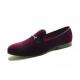 Hand Made Mens Red Velvet Loafers , Leisure Slip On Comfortable Casual Shoe