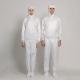 White Clean Room Garments 100% Polyester And Conductive Fiber Material