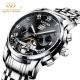 30M Waterproof  Automatic Mechanical Watch Stainless Steel Band Black Dial