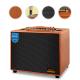 60W 12V 4.5Ah Wooden Bass Portable Bluetooth Speaker With Leather Strap