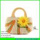 LDYP-039 handwoven small straw hobo bag sunflower wooden handles' cornhusk straw beach bag