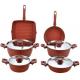 stainless steel lid red stone aluminum color cookware set 10 pcs FDA approval