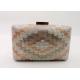 Rainbow Color Champagne Clutch Bag , Crystal & Satin Fabric Box Evening Bags
