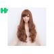 Free Wig CatalogsBrown Color Long Synthetic Wigs For Party , Synthetic Hair Wigs