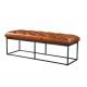 Living Furniture Light Brown Leather Bench Vintage Leather Stool Footrest