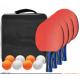 5 Plies Plywood 3 Star Table Tennis Racket Set Black Bag 8 ABS Balls Straight Handle Professional Training