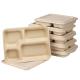 4 Compartments Biodegradable Sugarcane Bagasse Plates Compostable For Lunch