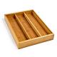 5 Large Compartments Bamboo Kitchen Adjustable Cutlery Drawer Tray Drawer