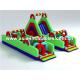 Green Colored Obstacle Course With Slide For Inflatables Children Challenge Sports
