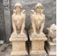 BLVE Marble Sphinx Statues Natural Cave Stone Egyptian God Garden Sculpture Life Size Beige Outdoor Hand Carved