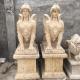 BLVE Marble Sphinx Statues Natural Cave Stone Egyptian God Garden Sculpture Life Size Beige Outdoor Hand Carved