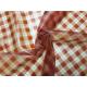 Orange Printed Grid Pattern Faux Leather Fabric For Ladies Fashion Coat 0.15mm