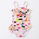 Girl's Dot print fold front of the chest one piece swimwear
