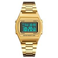 Gold 39*34mm Waterproof Electronic Watch Led Digital Waterproof Watch Chronograph