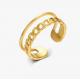 Double Layered Wear Personality Retro Hollow Open Ring Gold-Plated Ins Cold Wind Fashion Temperament Simple Ring