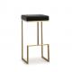 Modern brushed brass gold stainless steel PU leather upholster barstool for cafe bar hotel