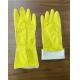 Yellow Color Rubber Kitchen Washing Gloves Spray Flocklined