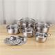 Stainless Steel Kitchenware 12pcs Cookware Set 16/18/20/22/24cm Soup Pot Food Cooking