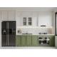 Light Green Solid Wood Kitchen Cabinets Island Shape Customization