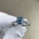 CVD Radiant Cut Lab Created 1.2CT Synthetic Blue Diamond IGI Certified 18K White Gold Custom Ring Made In China