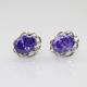 925 Silver Jewelry 8mmx10mm Oval Purple Cubic Zircon Earrings(PSJ0432)